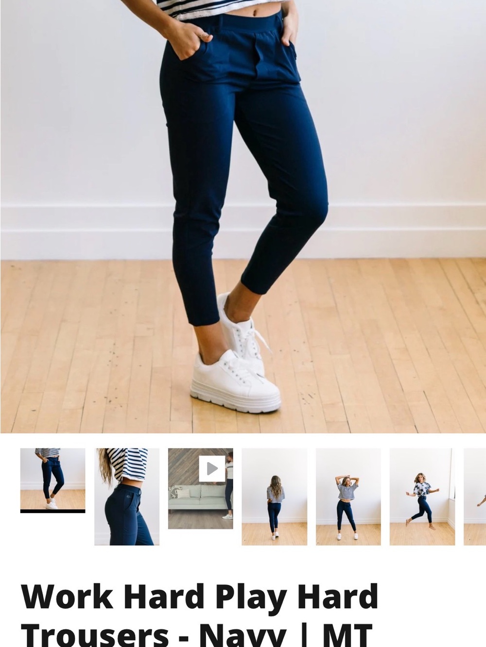 Navy Tapered Casual Trousers